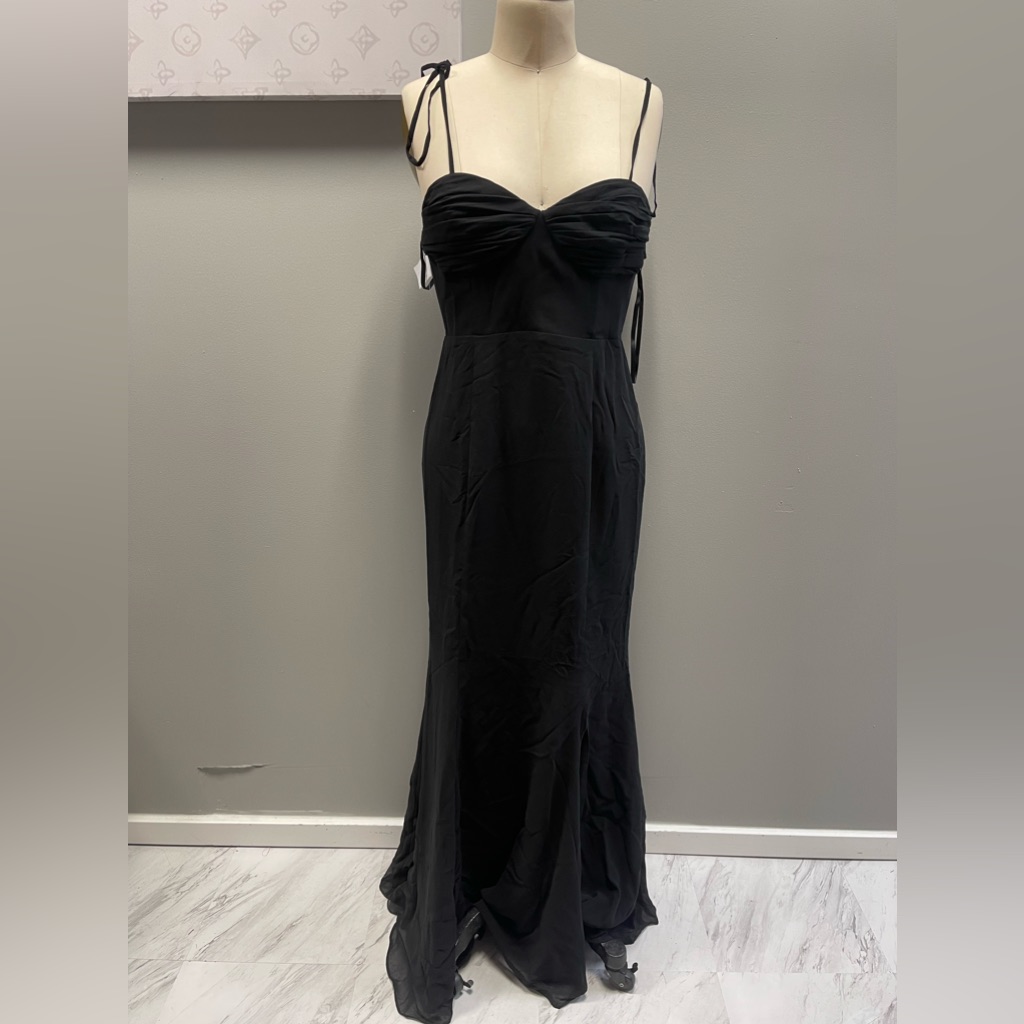 Fame And Partners Dress- Black With Bow Tie Straps